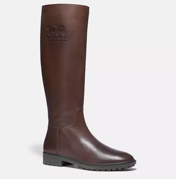 Coach Women's Size 8B Brown Fynn Leather Boots New - Picture 1 of 9